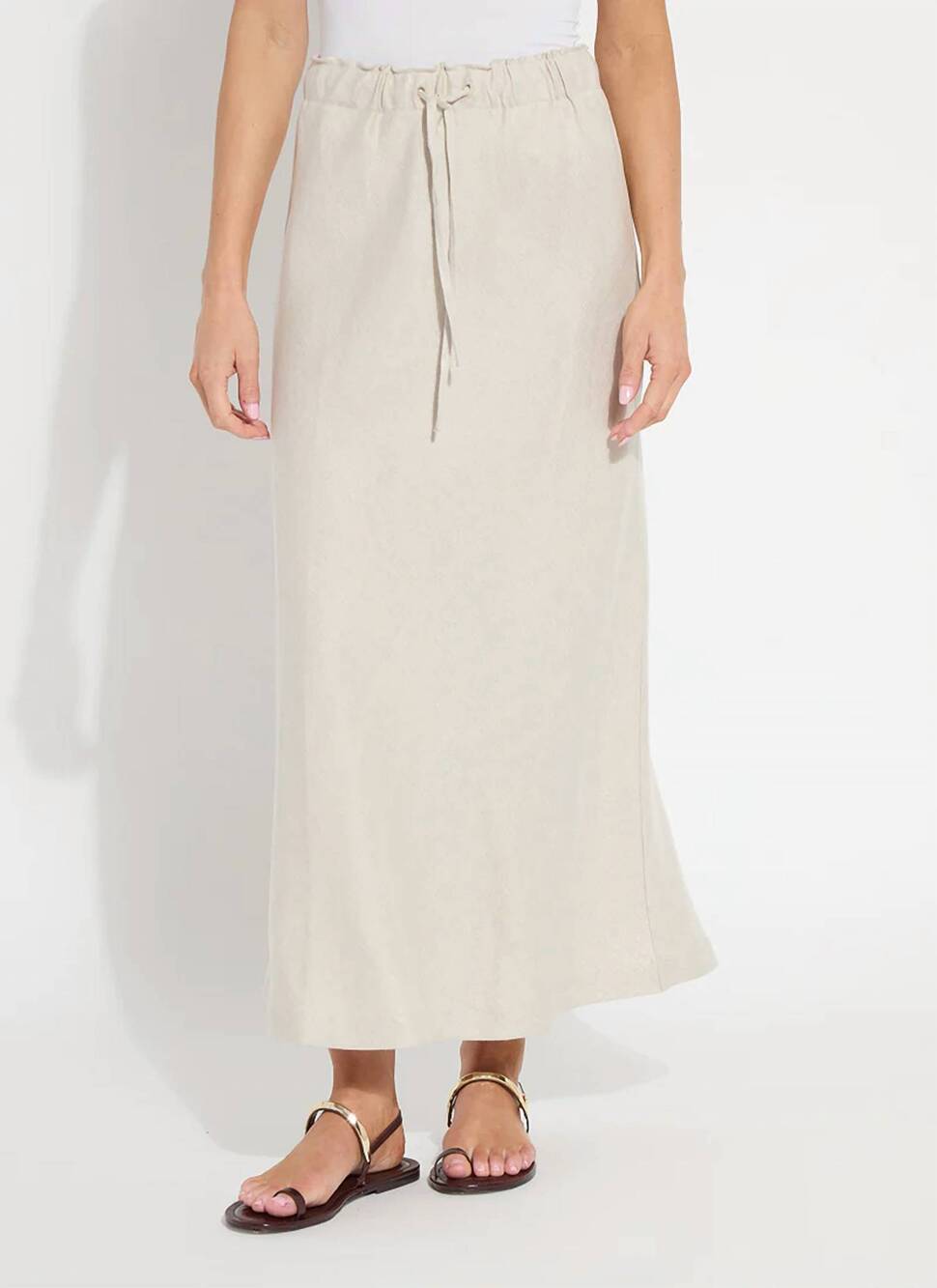 NEW LYSSE gabriela draw string skirt in flax linen